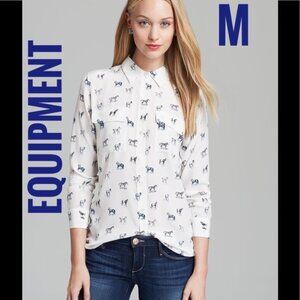 Equipment Signature Slim Wandering Horse Print silk Blouse XS